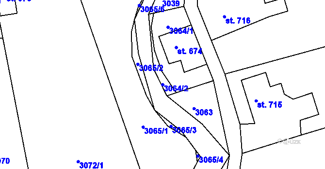 Parcela st. 3064/2 v KÚ Hejnice, Katastrální mapa