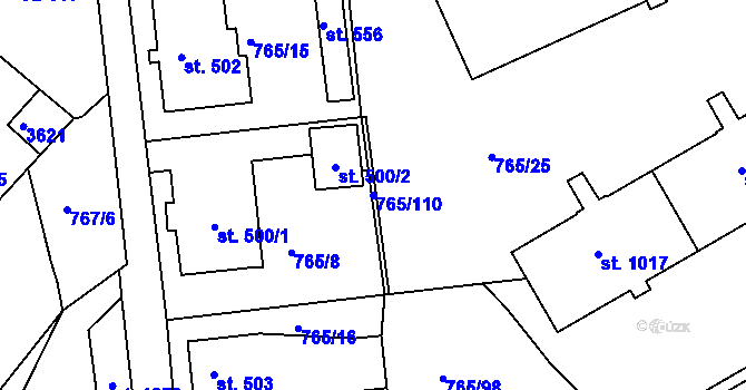 Parcela st. 765/110 v KÚ Hejnice, Katastrální mapa