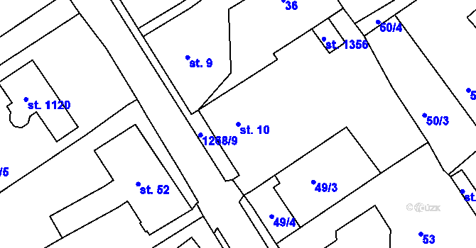 Parcela st. 10 v KÚ Hejnice, Katastrální mapa