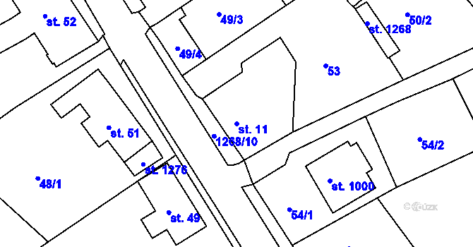 Parcela st. 11 v KÚ Hejnice, Katastrální mapa
