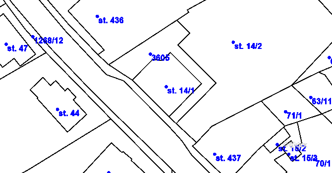 Parcela st. 14/1 v KÚ Hejnice, Katastrální mapa