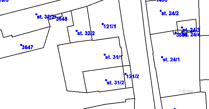 Parcela st. 31/1 v KÚ Hejnice, Katastrální mapa
