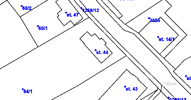 Parcela st. 44 v KÚ Hejnice, Katastrální mapa