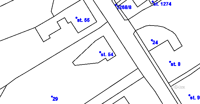 Parcela st. 54 v KÚ Hejnice, Katastrální mapa