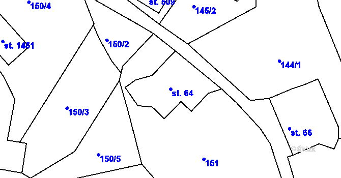 Parcela st. 64 v KÚ Hejnice, Katastrální mapa