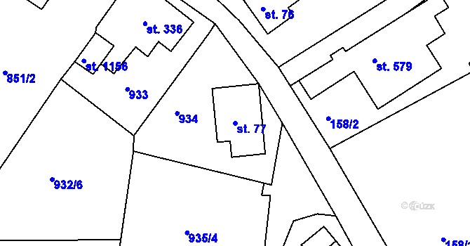 Parcela st. 77 v KÚ Hejnice, Katastrální mapa