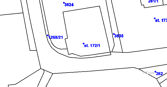 Parcela st. 172/1 v KÚ Hejnice, Katastrální mapa