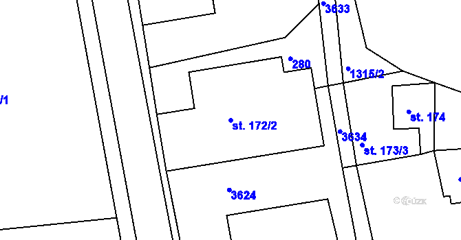 Parcela st. 172/2 v KÚ Hejnice, Katastrální mapa