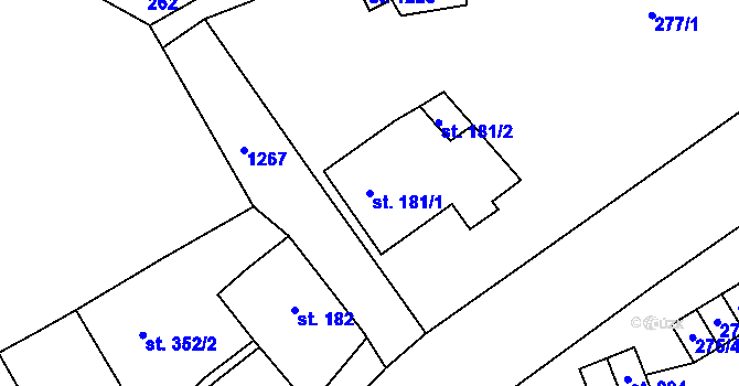 Parcela st. 181/1 v KÚ Hejnice, Katastrální mapa