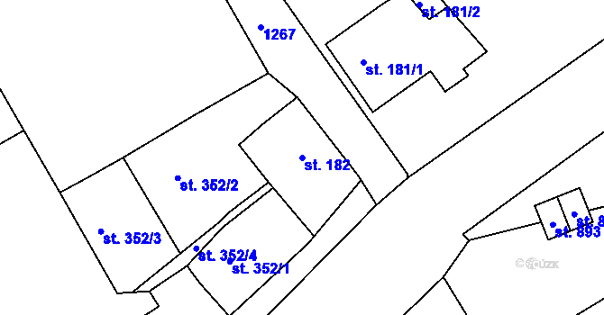 Parcela st. 182 v KÚ Hejnice, Katastrální mapa