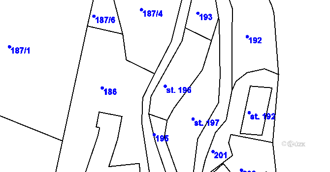 Parcela st. 196 v KÚ Hejnice, Katastrální mapa