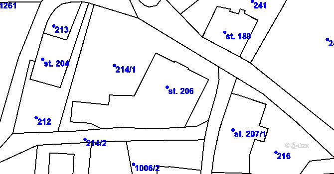 Parcela st. 206 v KÚ Hejnice, Katastrální mapa