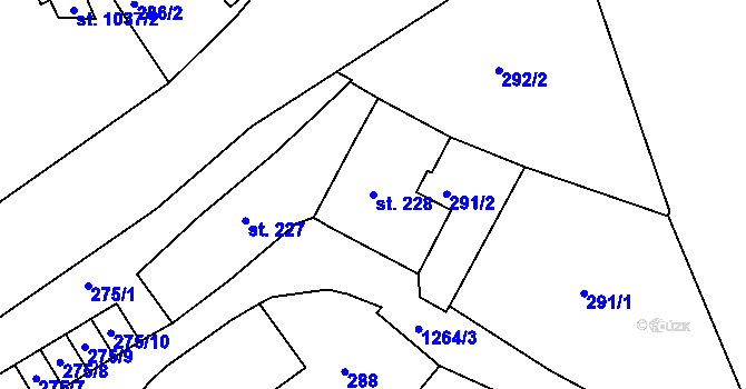 Parcela st. 228 v KÚ Hejnice, Katastrální mapa