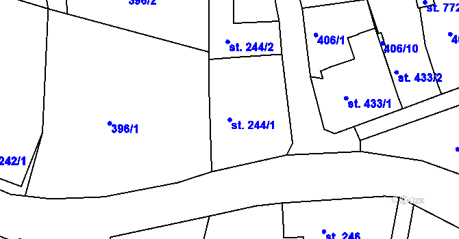 Parcela st. 244/1 v KÚ Hejnice, Katastrální mapa
