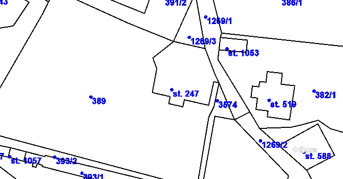 Parcela st. 247 v KÚ Hejnice, Katastrální mapa