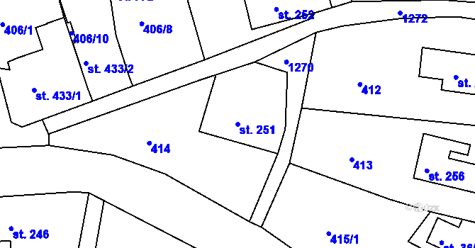 Parcela st. 251 v KÚ Hejnice, Katastrální mapa