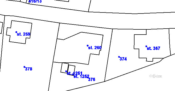 Parcela st. 260 v KÚ Hejnice, Katastrální mapa