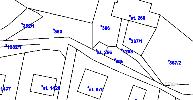 Parcela st. 266 v KÚ Hejnice, Katastrální mapa