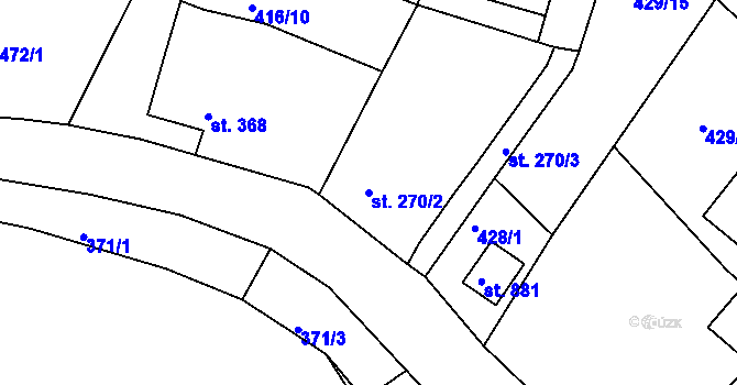 Parcela st. 270/2 v KÚ Hejnice, Katastrální mapa