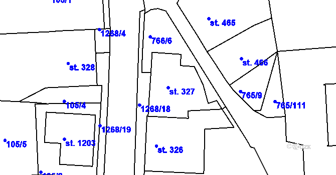 Parcela st. 327 v KÚ Hejnice, Katastrální mapa