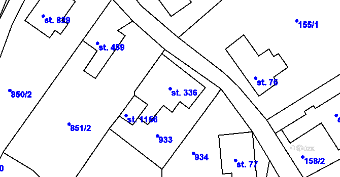 Parcela st. 336 v KÚ Hejnice, Katastrální mapa