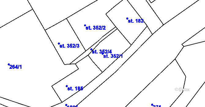 Parcela st. 352/1 v KÚ Hejnice, Katastrální mapa