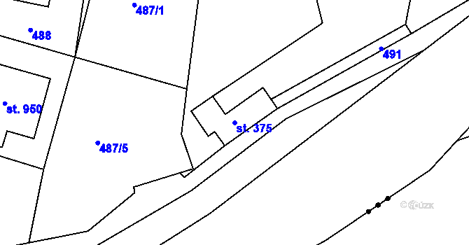 Parcela st. 375 v KÚ Hejnice, Katastrální mapa