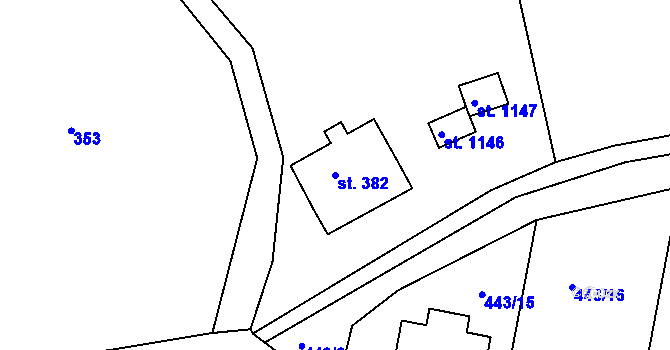 Parcela st. 382 v KÚ Hejnice, Katastrální mapa