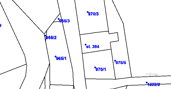 Parcela st. 394 v KÚ Hejnice, Katastrální mapa