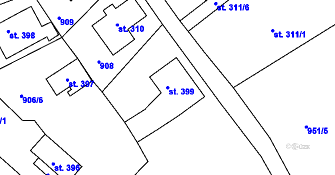 Parcela st. 399 v KÚ Hejnice, Katastrální mapa