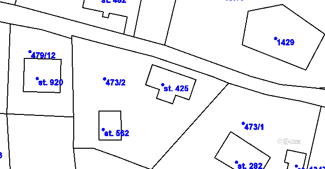 Parcela st. 425 v KÚ Hejnice, Katastrální mapa