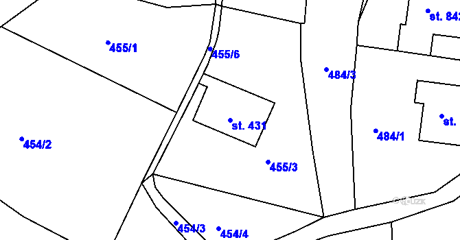 Parcela st. 431 v KÚ Hejnice, Katastrální mapa