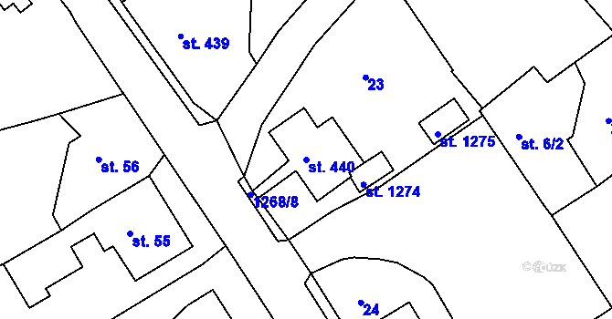 Parcela st. 440 v KÚ Hejnice, Katastrální mapa