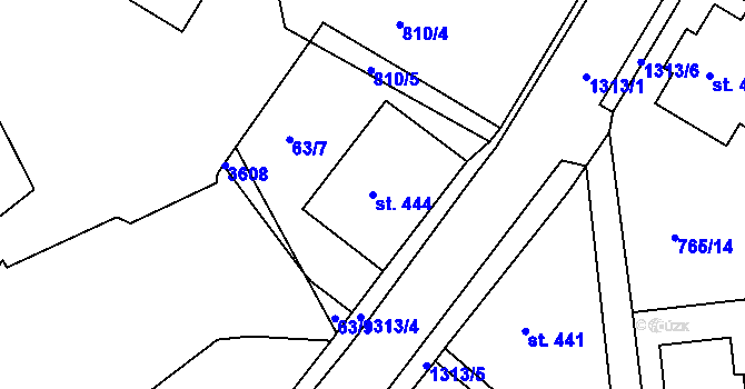 Parcela st. 444 v KÚ Hejnice, Katastrální mapa