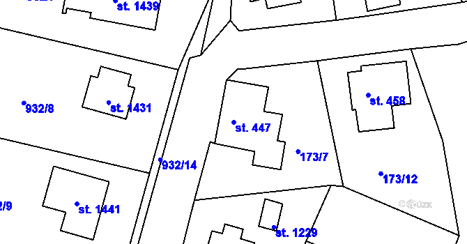 Parcela st. 447 v KÚ Hejnice, Katastrální mapa