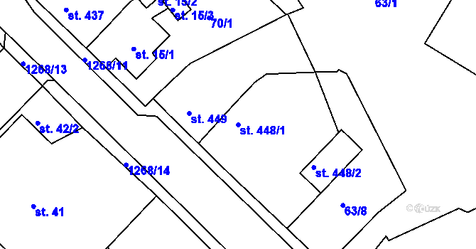 Parcela st. 448/1 v KÚ Hejnice, Katastrální mapa