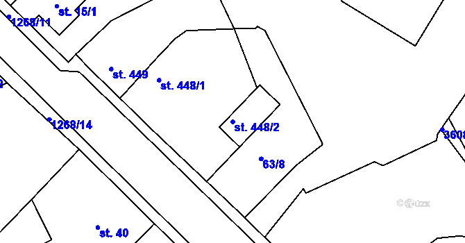 Parcela st. 448/2 v KÚ Hejnice, Katastrální mapa