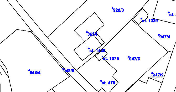 Parcela st. 454 v KÚ Hejnice, Katastrální mapa