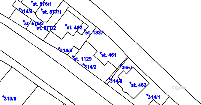 Parcela st. 461 v KÚ Hejnice, Katastrální mapa