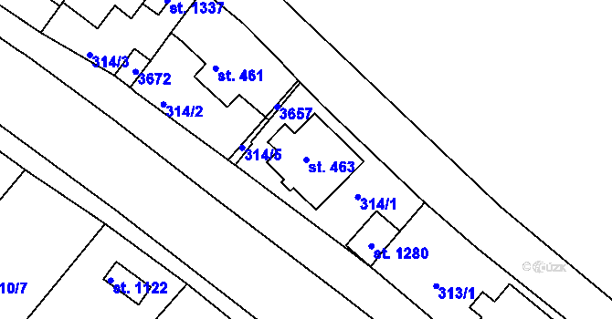 Parcela st. 463 v KÚ Hejnice, Katastrální mapa