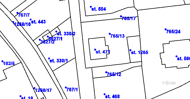 Parcela st. 471 v KÚ Hejnice, Katastrální mapa