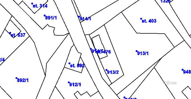 Parcela st. 476 v KÚ Hejnice, Katastrální mapa