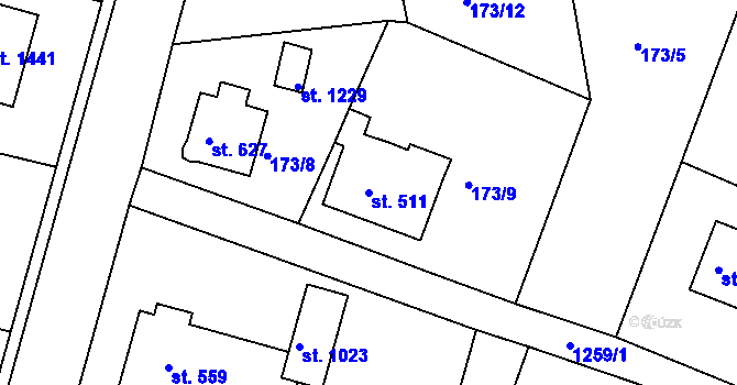 Parcela st. 511 v KÚ Hejnice, Katastrální mapa