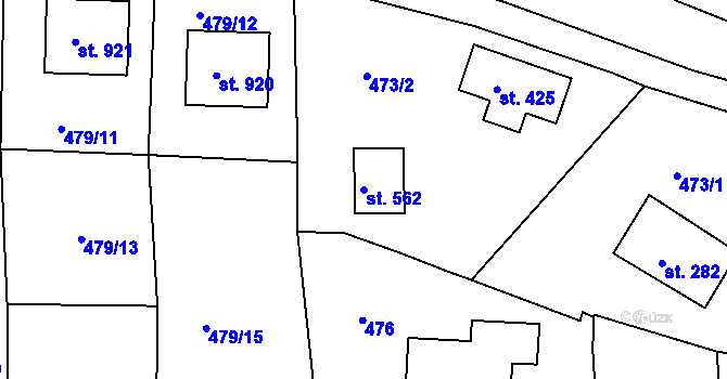 Parcela st. 562 v KÚ Hejnice, Katastrální mapa