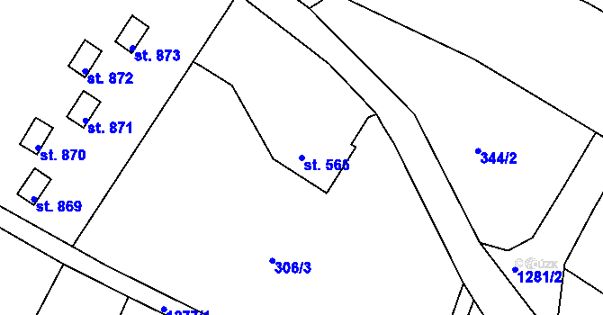 Parcela st. 565 v KÚ Hejnice, Katastrální mapa