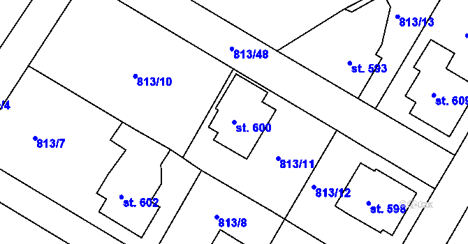 Parcela st. 600 v KÚ Hejnice, Katastrální mapa