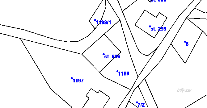 Parcela st. 606 v KÚ Hejnice, Katastrální mapa