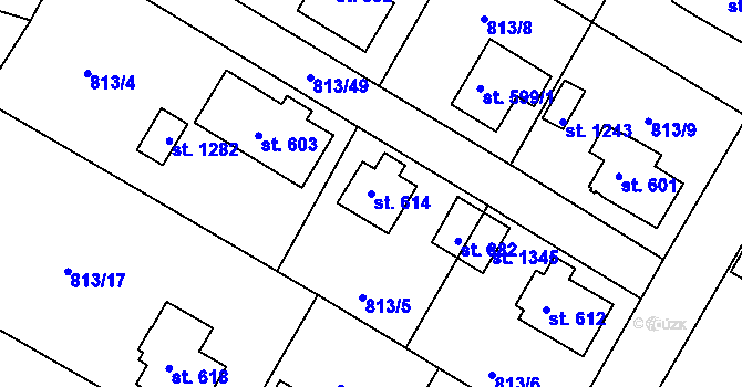 Parcela st. 614 v KÚ Hejnice, Katastrální mapa