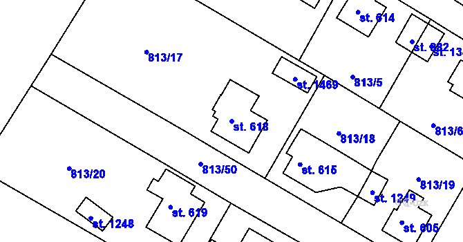 Parcela st. 618 v KÚ Hejnice, Katastrální mapa