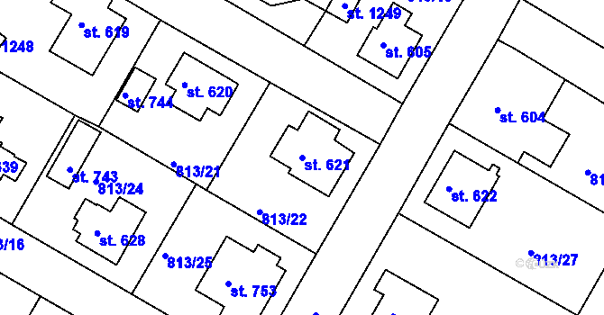 Parcela st. 621 v KÚ Hejnice, Katastrální mapa
